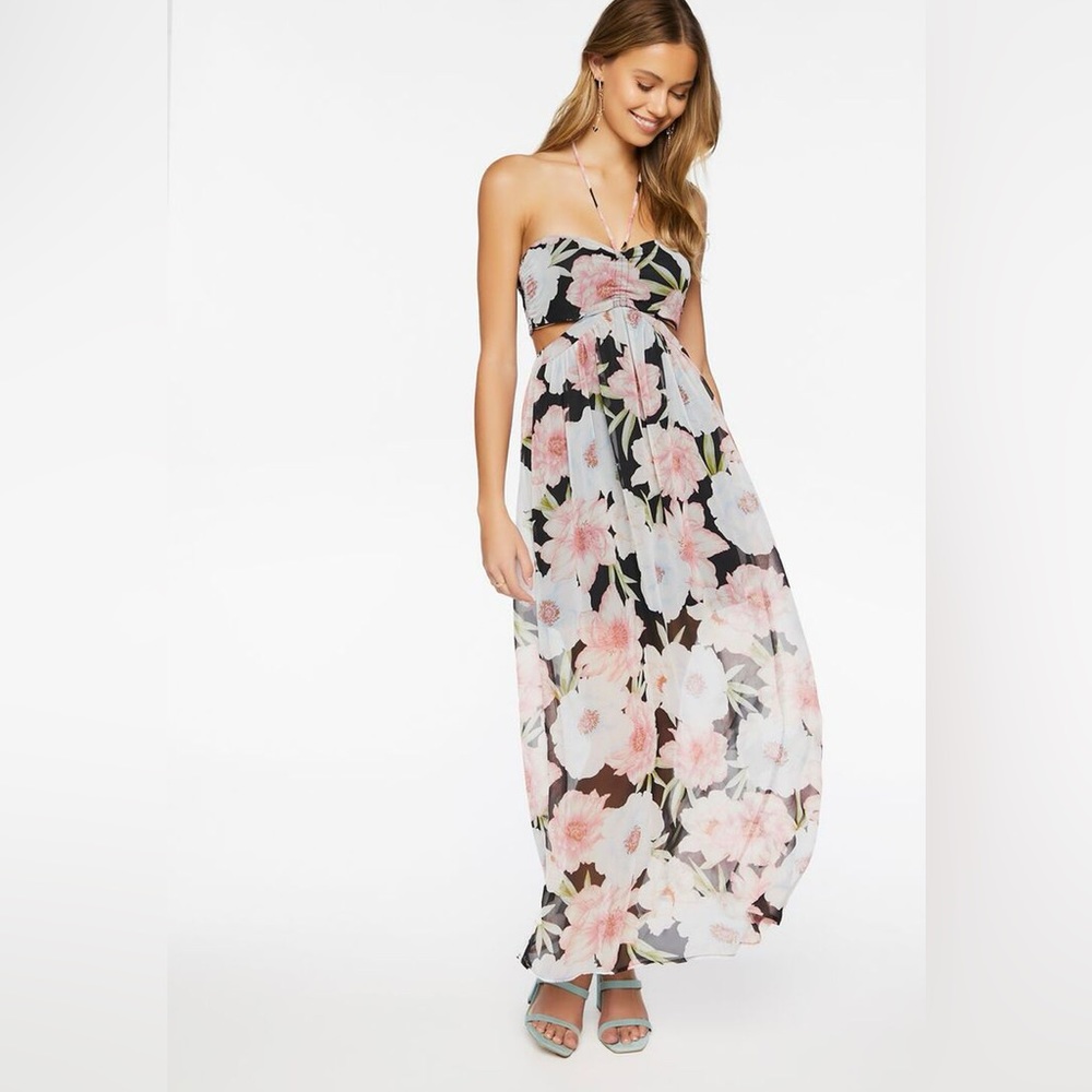 Forever 21 Floral Halter Tie Dress